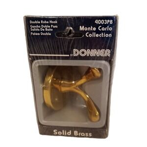 Donner Robe Hook Monte Carlo Collection Double Robe Hook Solid Brass #4003PB